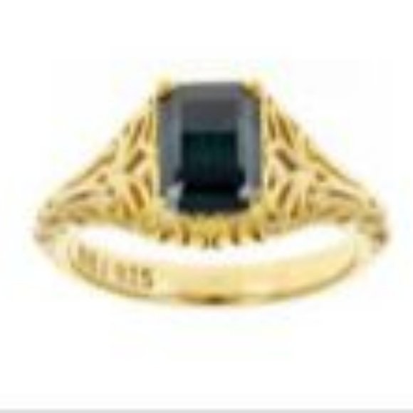 Moissanite Fire Green Emerald Cut Ring Gold over Sterling Size 8 - Picture 2 of 6